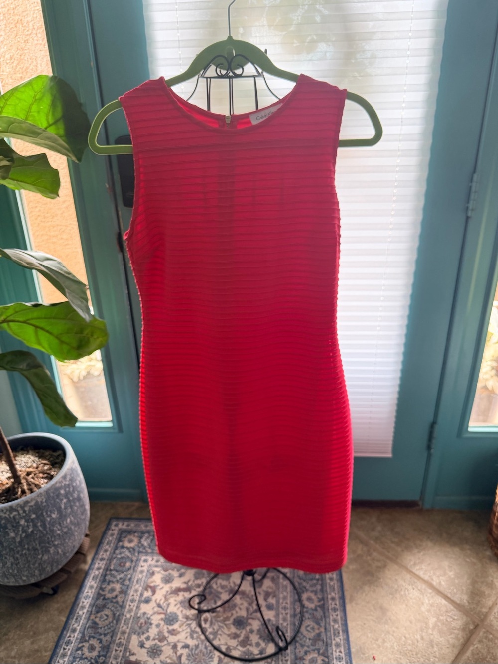 Calvin Klein Red Sleeveless Sheath Dress